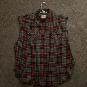 Fear Of God FOG Collection Two Plaid Flannel Sleeveless Shirt - Size Large